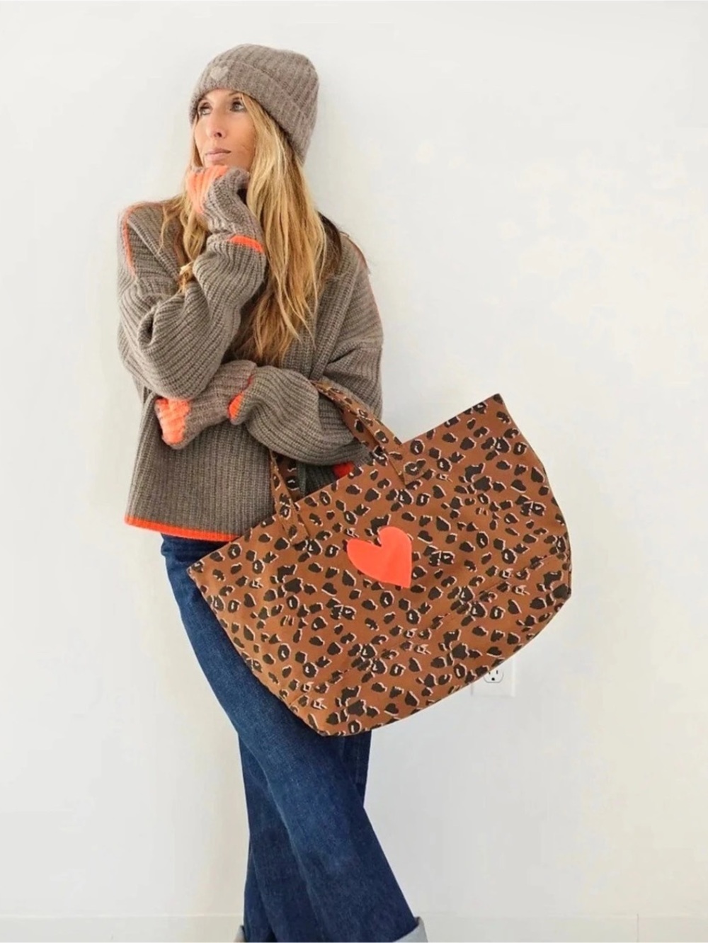 Kerri Rosenthal Nomad Tote Leopard Print Heart Brown & Black NWT